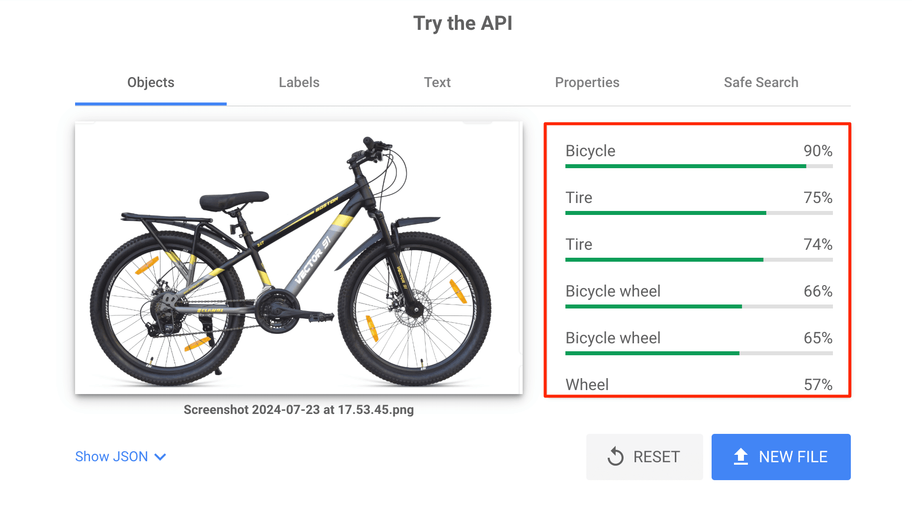 Vision AI to check image relevance Vision AI API