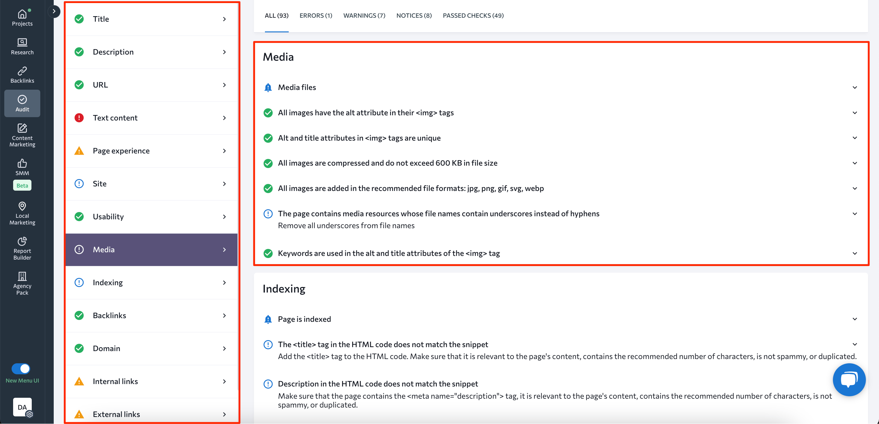 image audit report image audit with On-Page SEO Checker