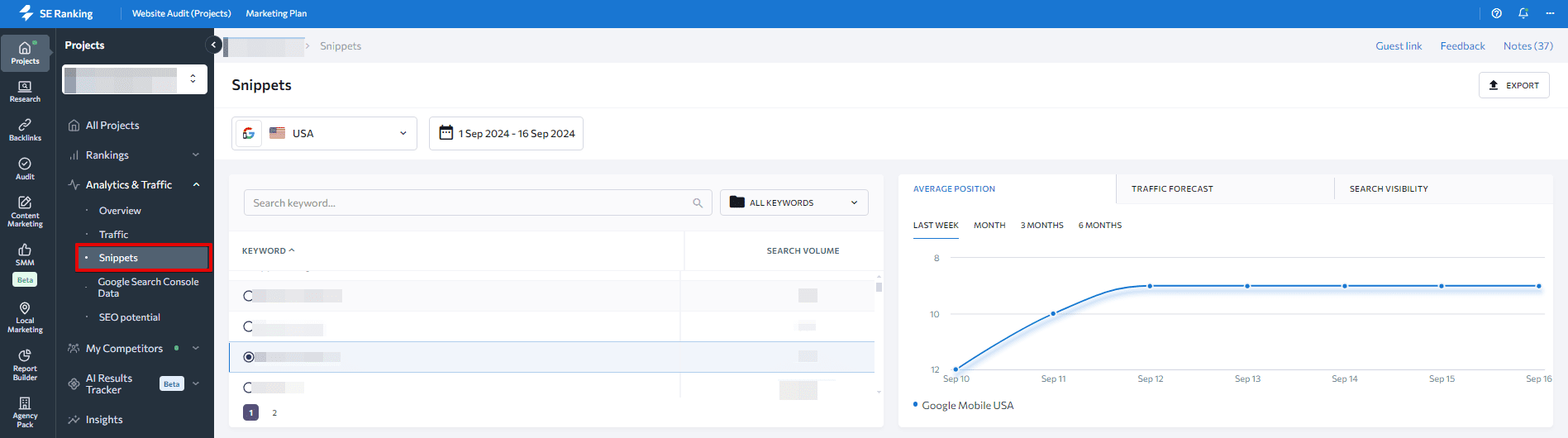 Search snippets data check in SE Ranking Search snippets data in SE Ranking