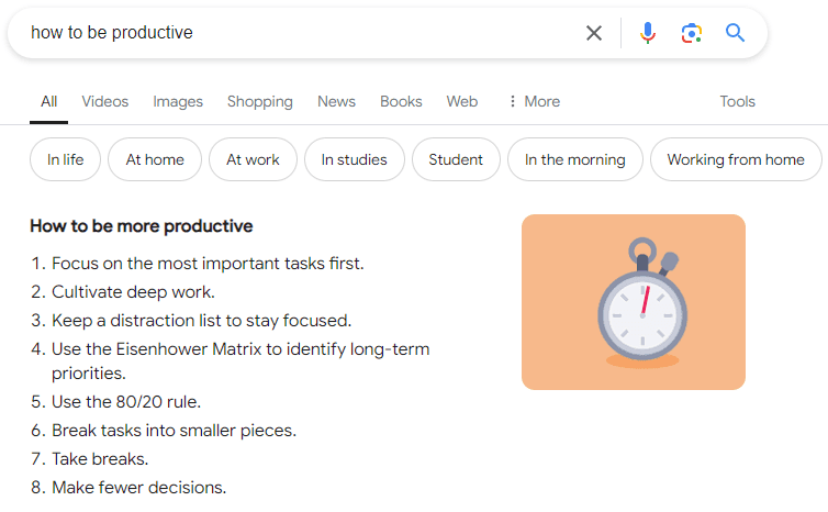 Structured data Structured data in the search snippet