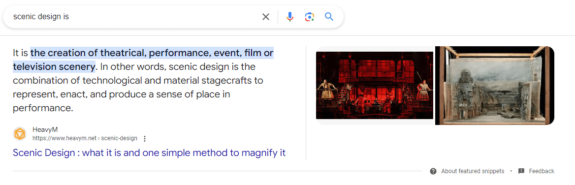 Featured snippet Example of a featured snippet