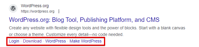 Sitelinks Sitelinks in the SERP