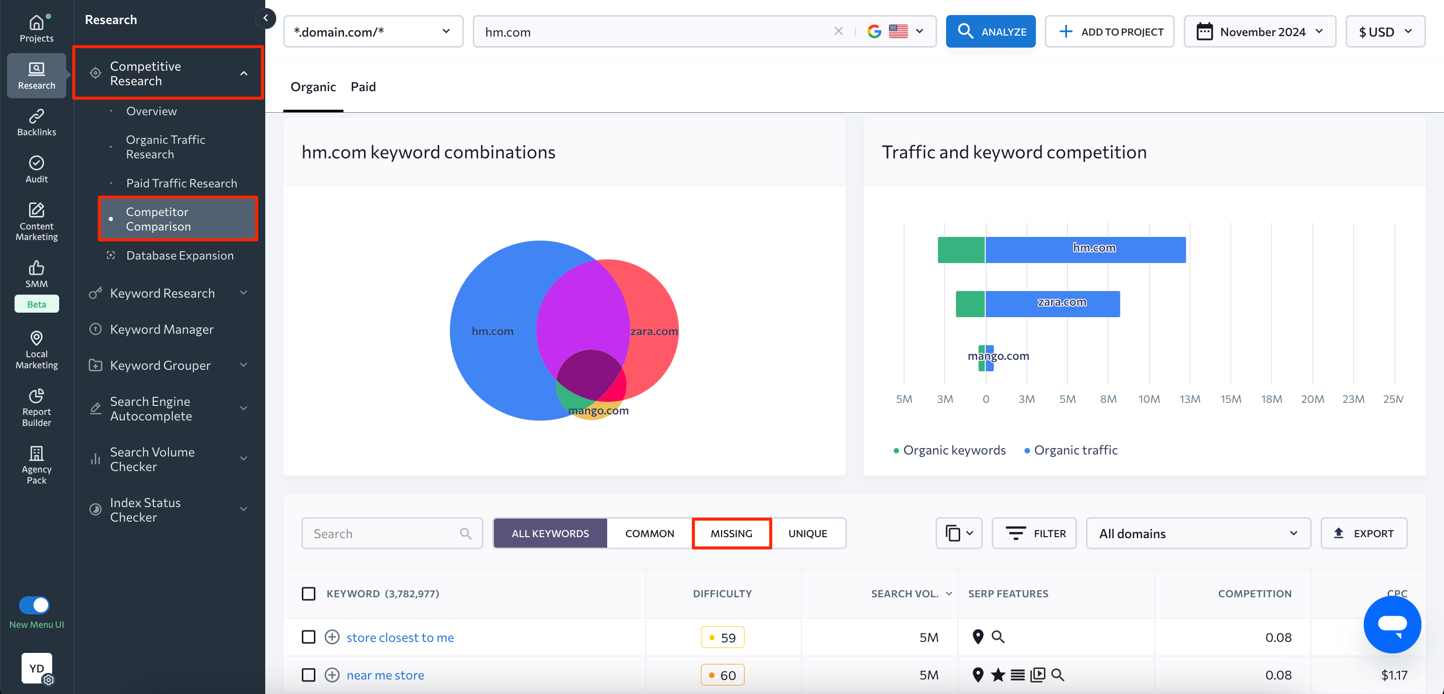 Semantics comparison