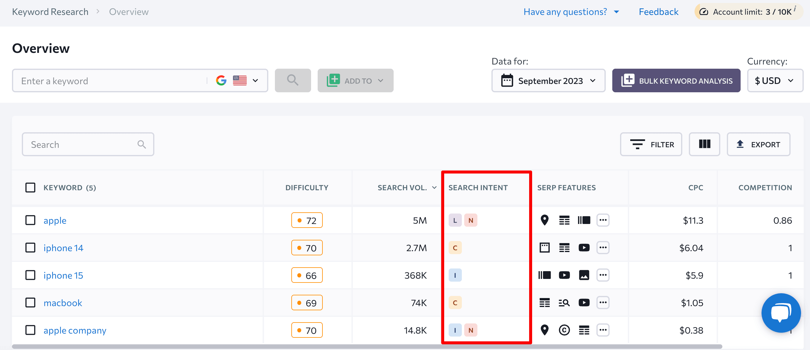 Search intent in Keyword Suggestion tool Search intent for each keyword in Keyword Suggestion tool