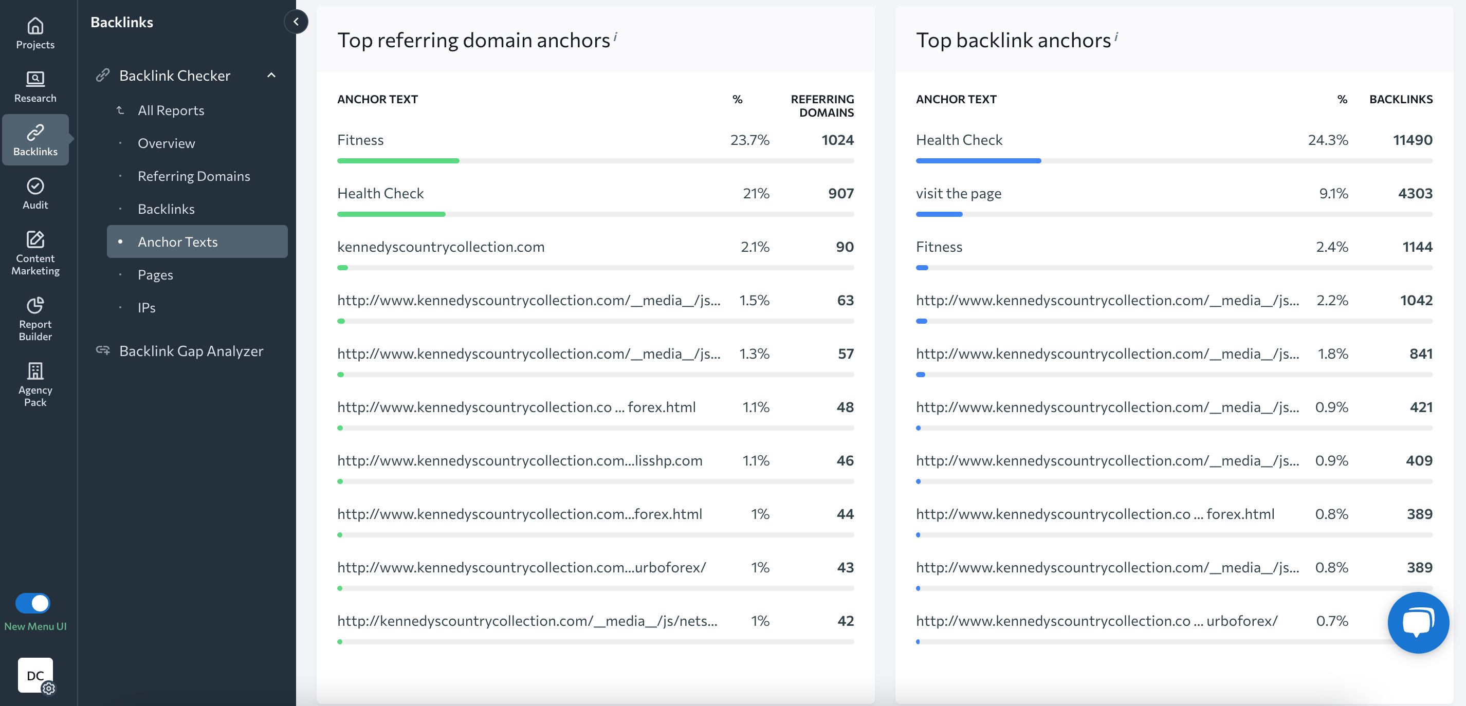 Top referring domain and top backlink anchors Top referring domain & top backlink anchors
