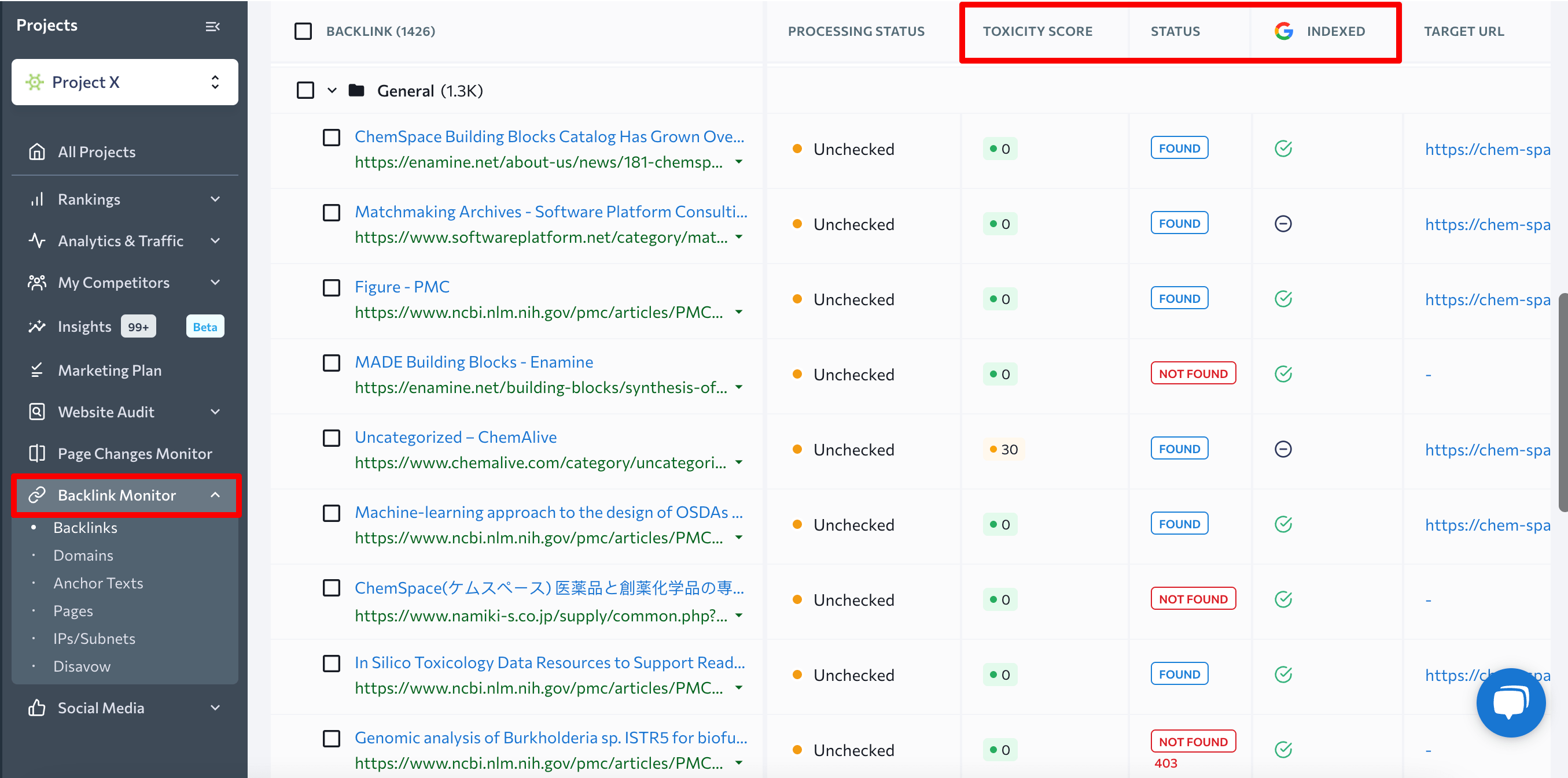 SE Ranking’s Backlink Monitor SE Ranking’s Backlinks Monitoring tool
