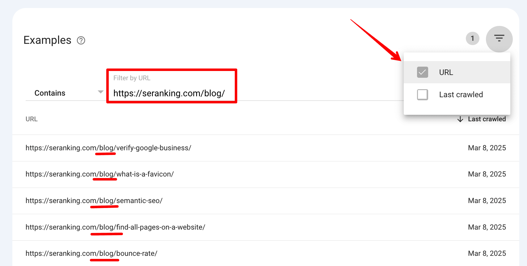 Filtering the list of indexed pages in GSC How to filter the list of indexed pages in GSC