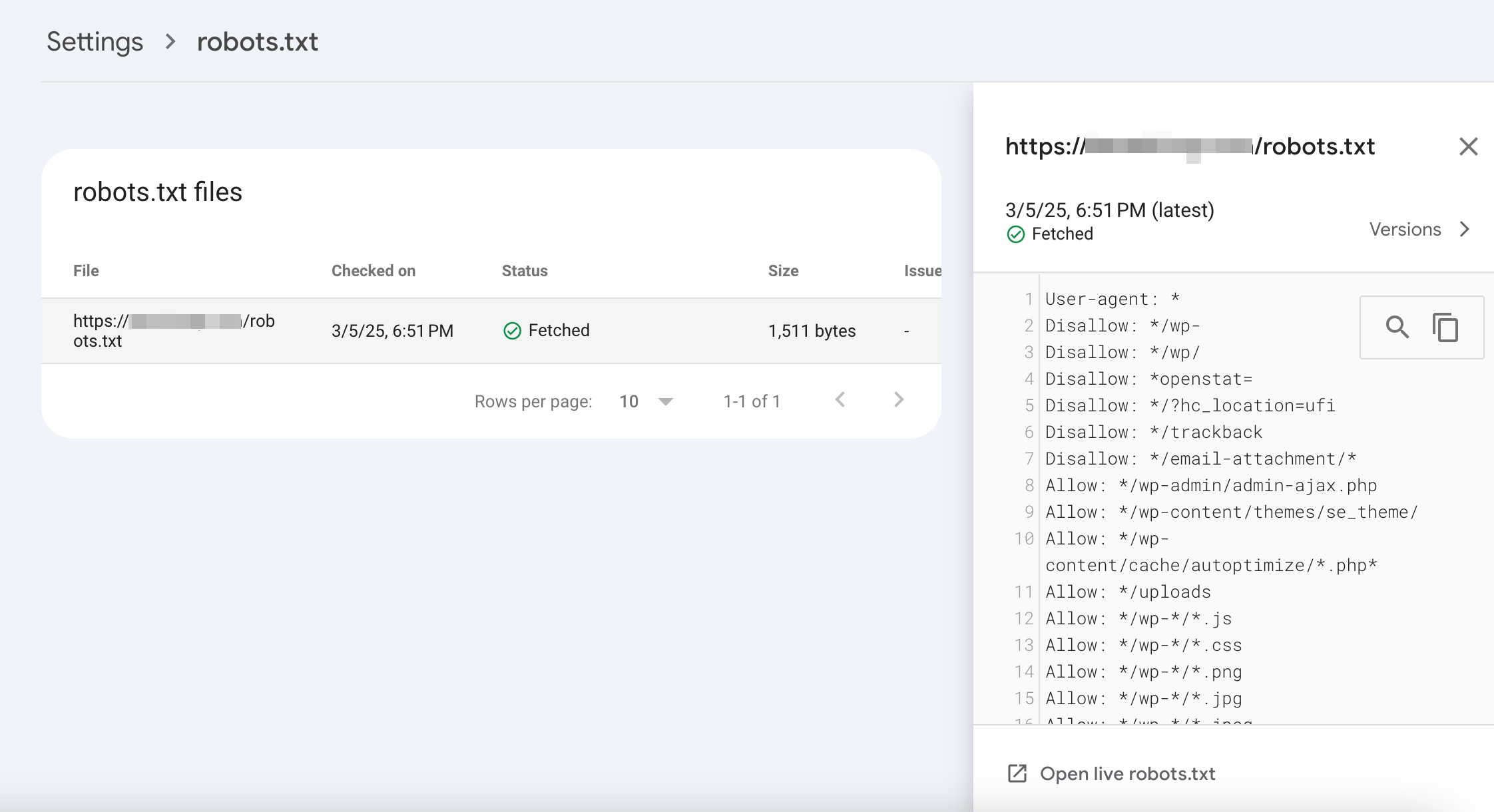 Robots.txt settings Robots.txt settings in GSC