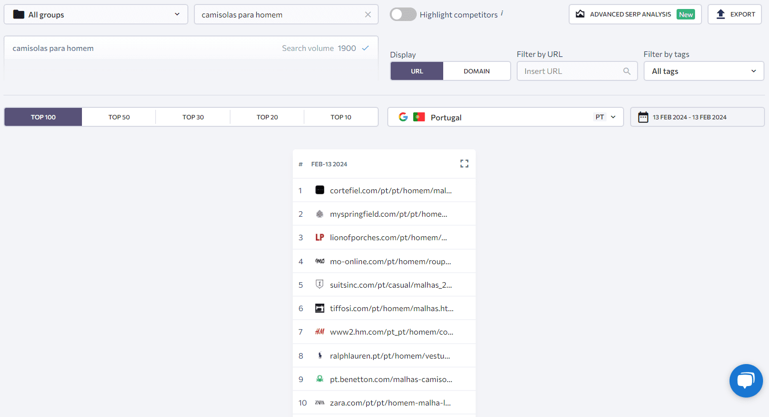 SERP Competitors feature by SE Ranking SE Ranking's SERP Competitors feature