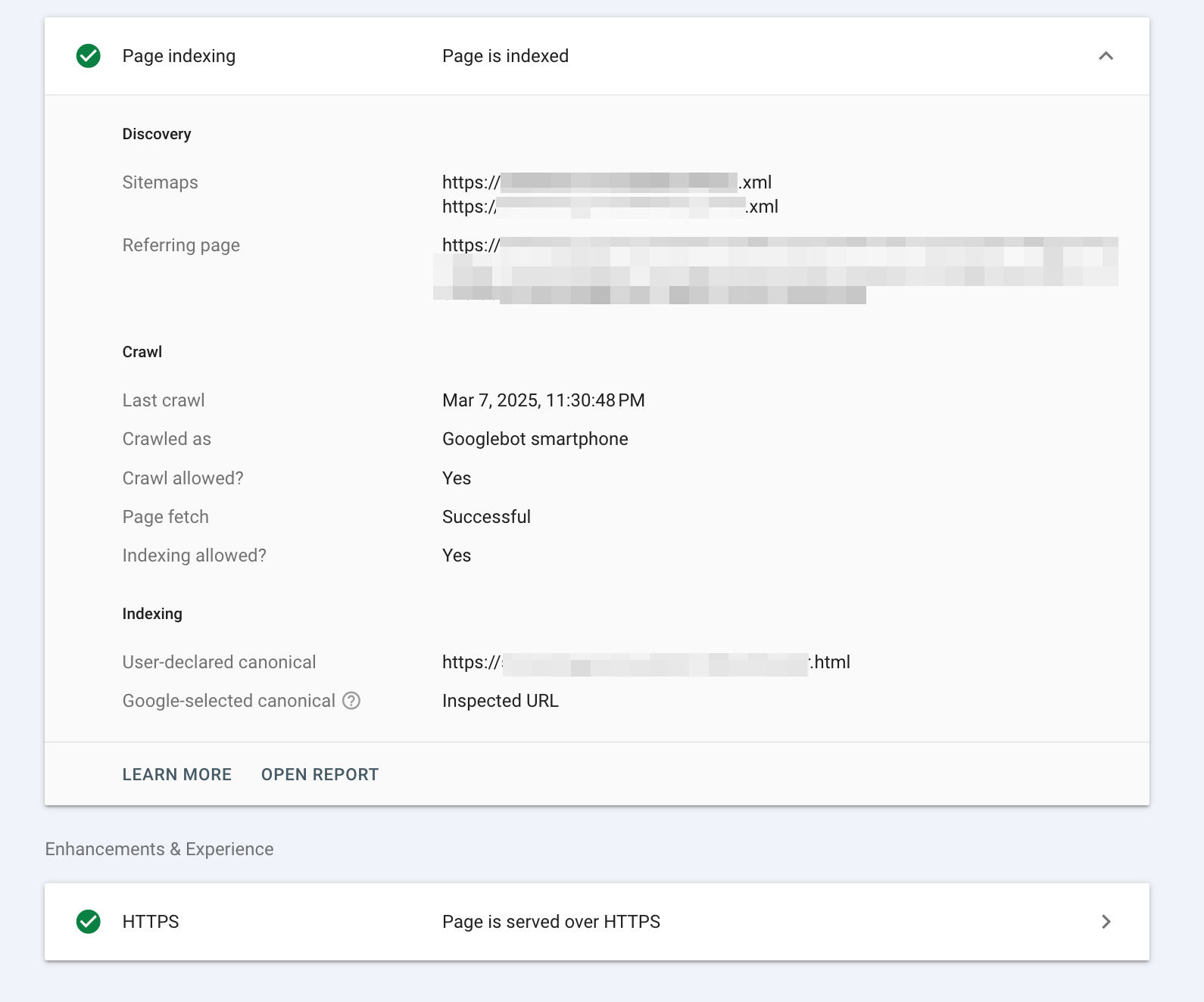 Page indexing details in GSC Page indexing details in Google Search Console