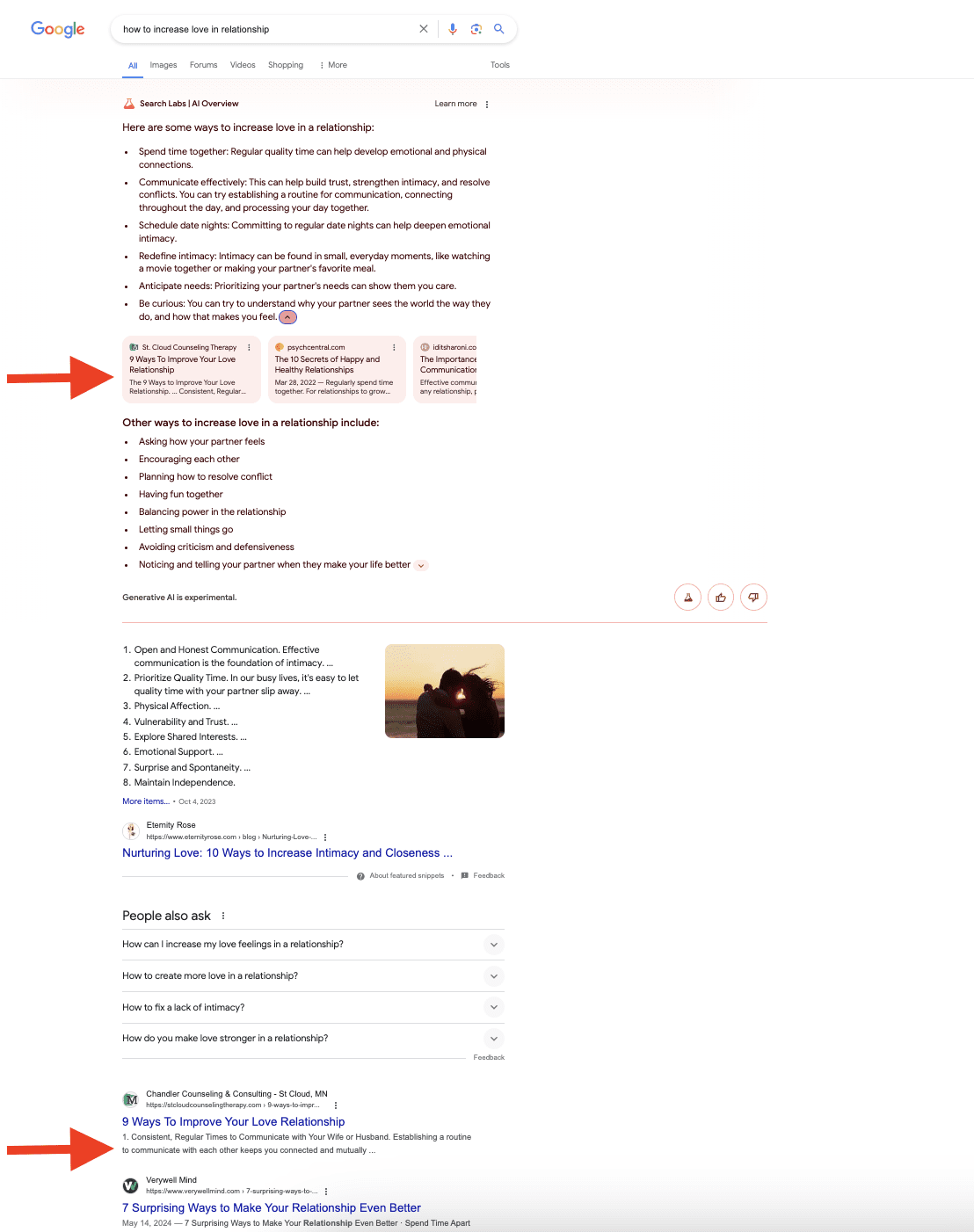 Links to top 10 organic search results in AI Overviews AI Overview links to top 10 organic search results