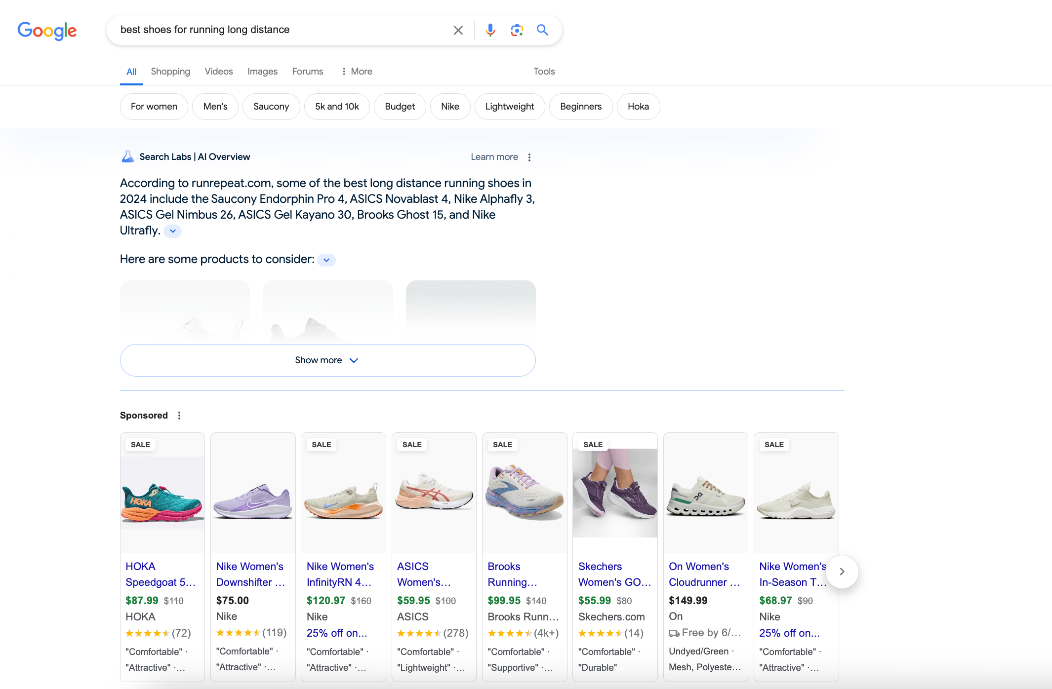 Shopping ads and AI Overview in search results Shopping ads below AI Overview snippet