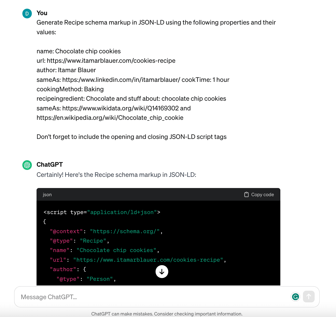 Generating schema markup with ChatGPT Generating schema markup with ChatGPT4